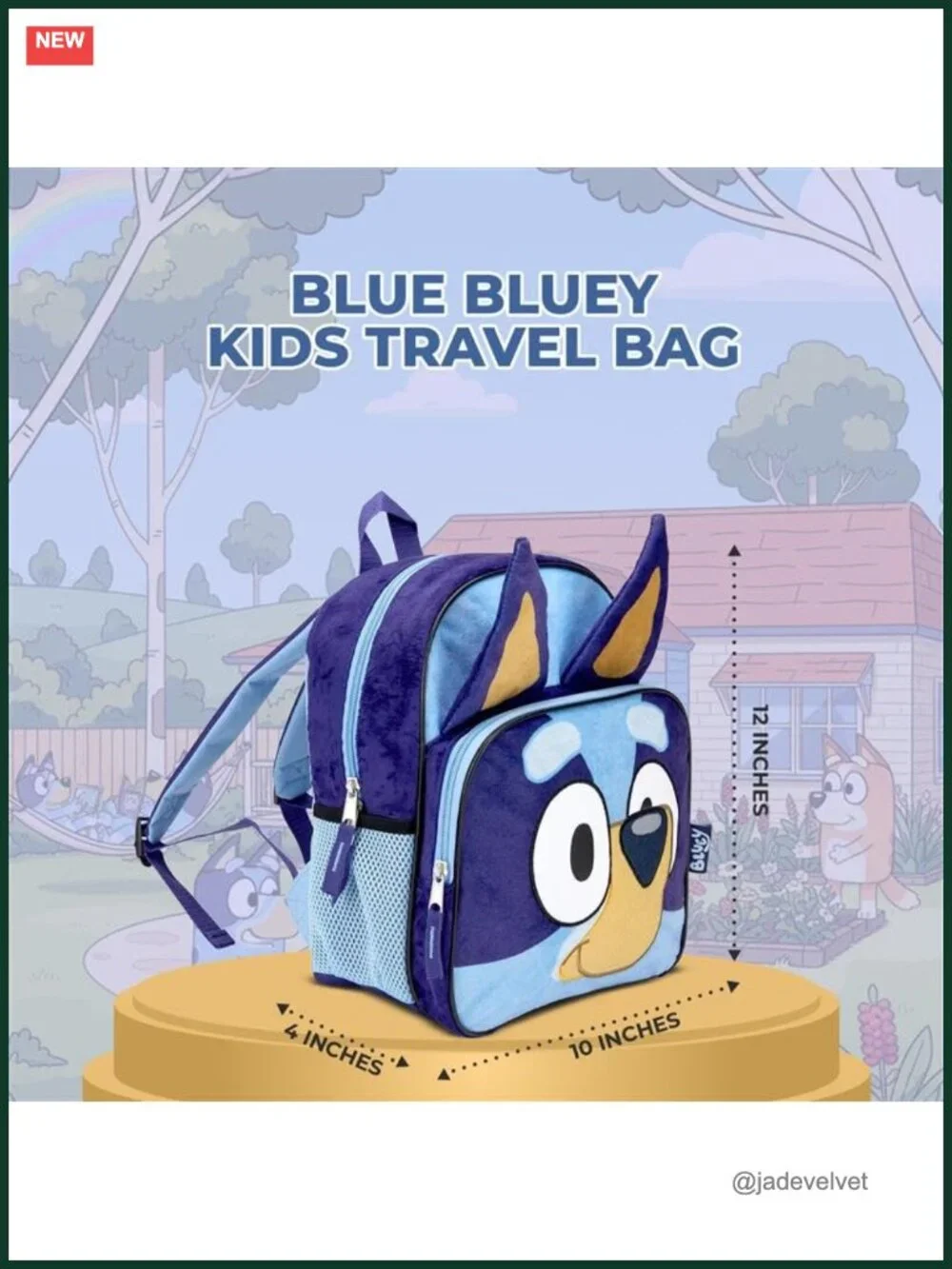 Bluey Kids Backpack 12 Inch Plush Adjustable Straps School Travel Bag